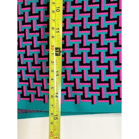 ZARA Geometric Print Pink & Green Women's Sweater Mini Skirt Size Small - Picture 3 of 5